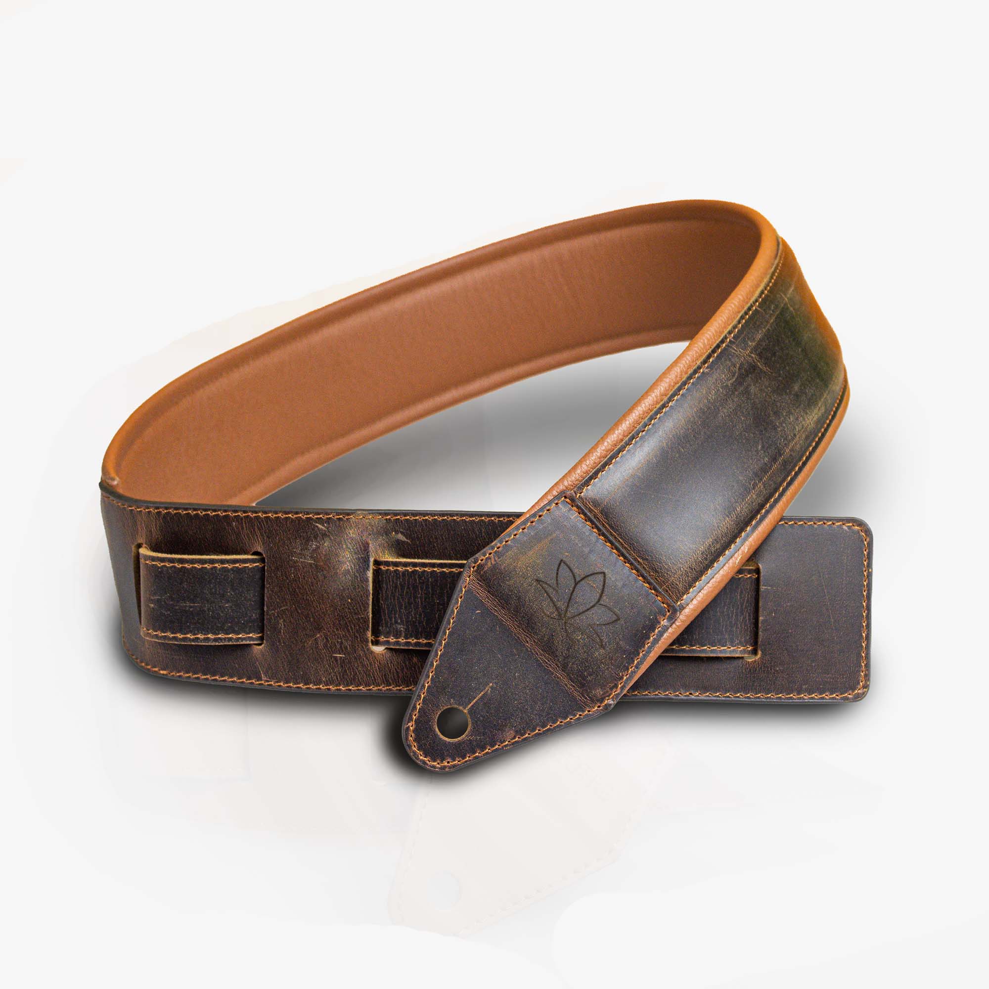 crazy chestnut leather guitar strap