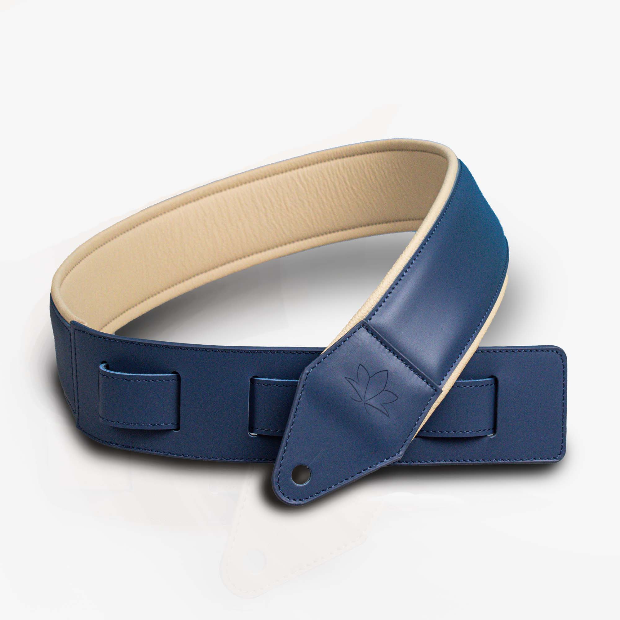 ocean blue leather guitar strap