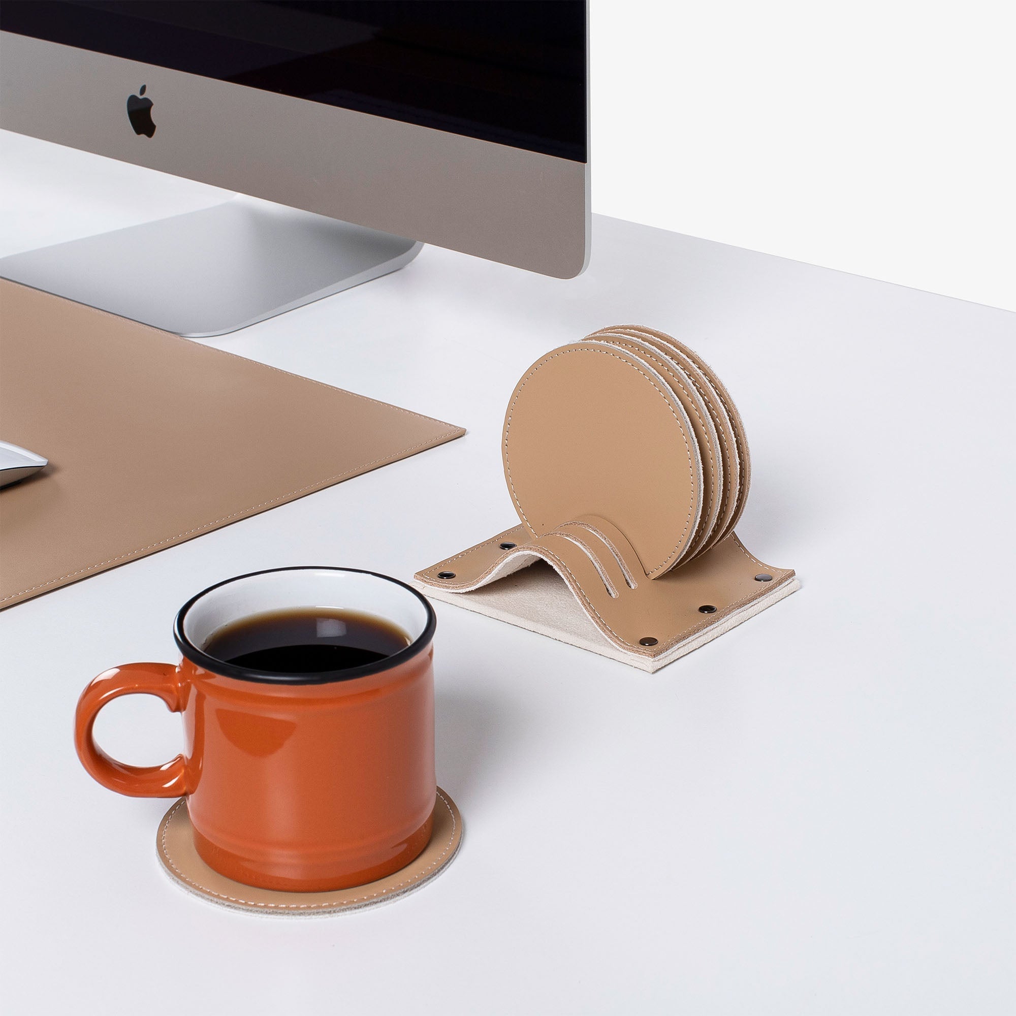 Custom Leather Coasters 6 & 12 Piece Sets - Round or Square Shape 