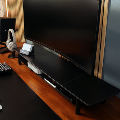 Black Desk Monitor Shelf Dual Monitor Stand  