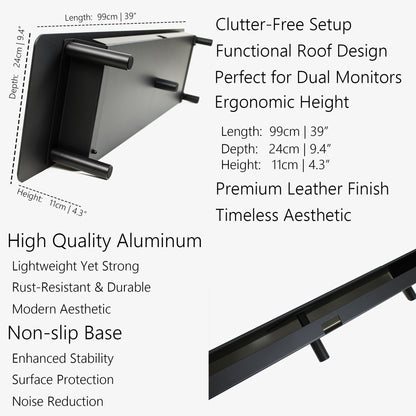 Black Desk Monitor Shelf Dual Monitor Stand  