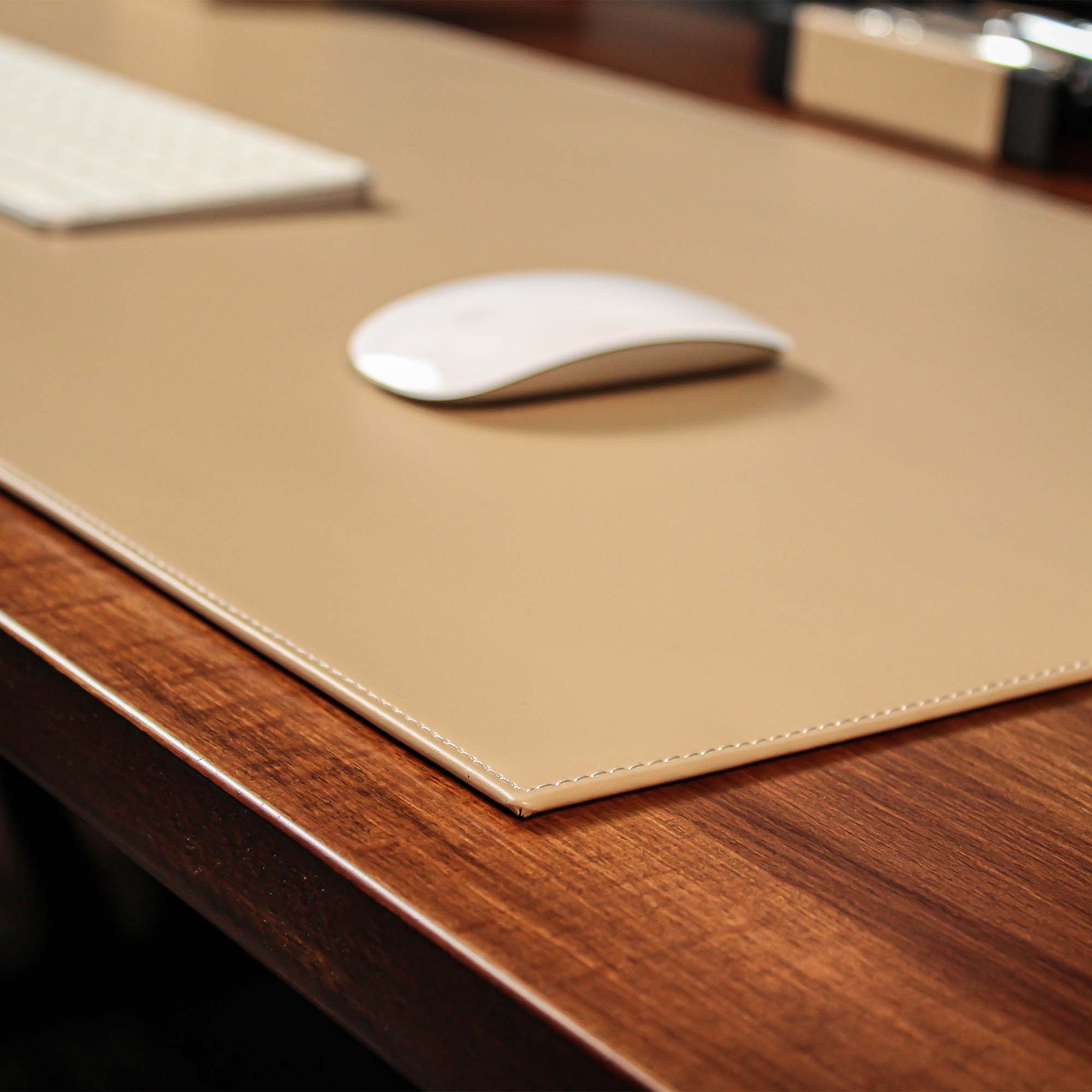 Top Grain Leather desk mat on the desk  