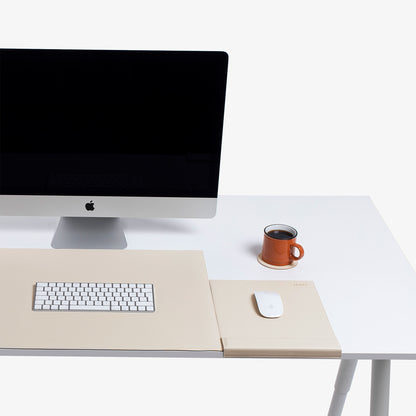 White Leather desk mat with wrist support 