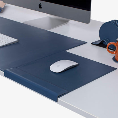 edge protector leather desk mat with magic mouse   