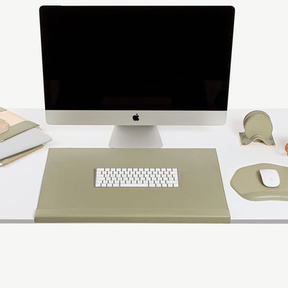 green Leather desk mat with wrist support 