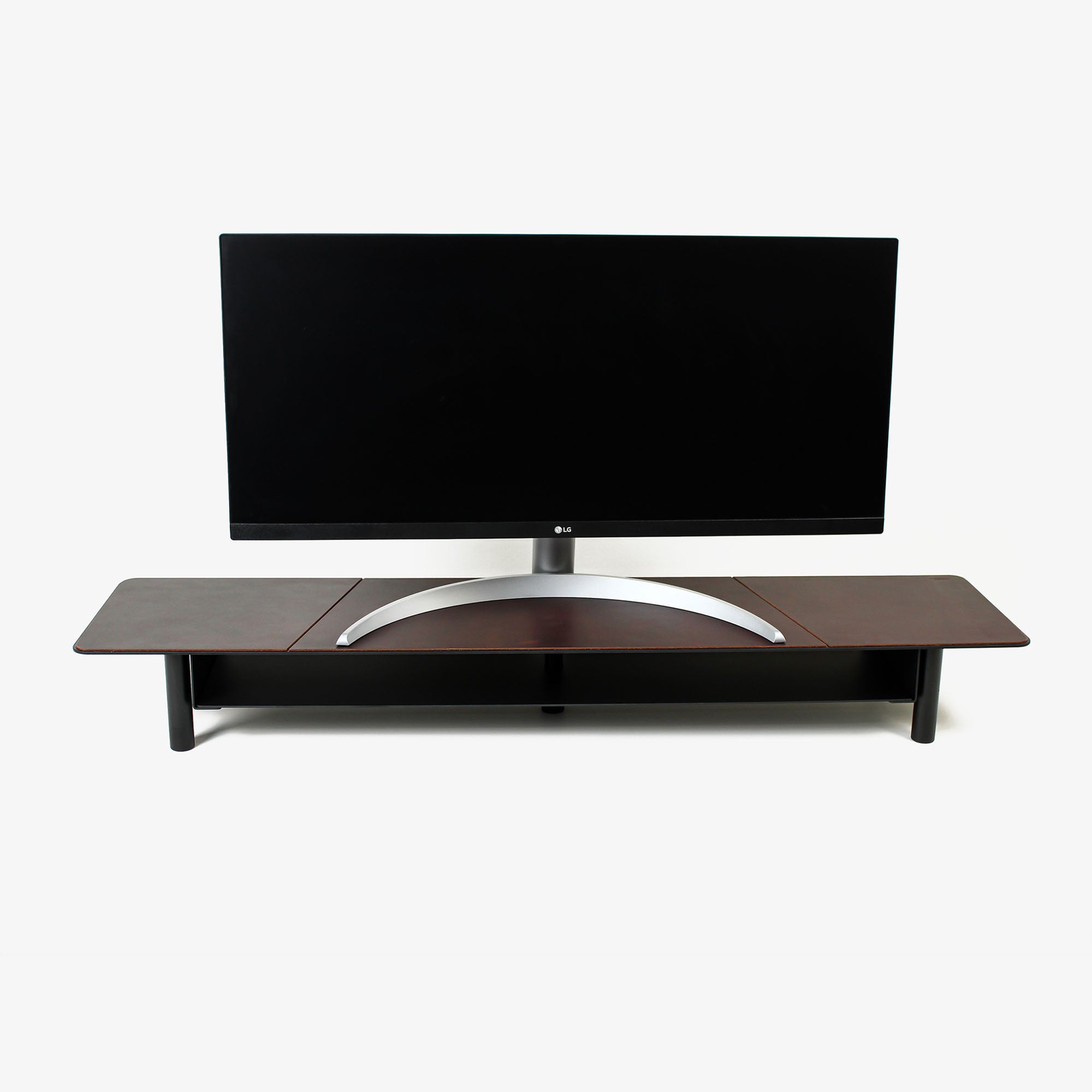 Brown Metal Monitor Stand office desk shelf organizer 