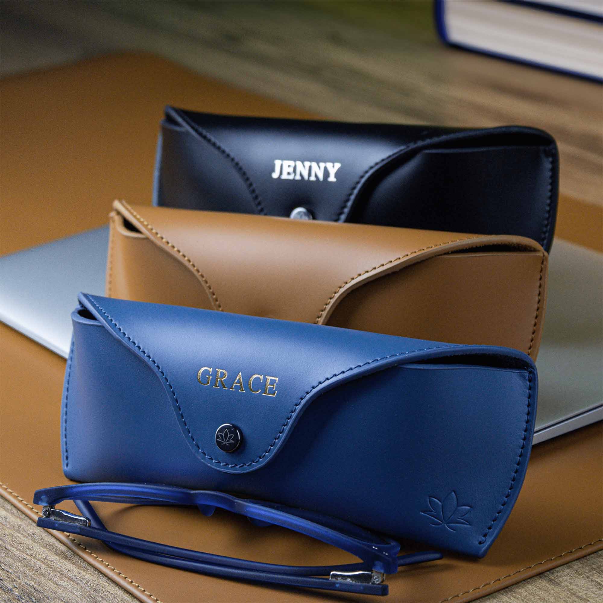 personalized leather glasses case example