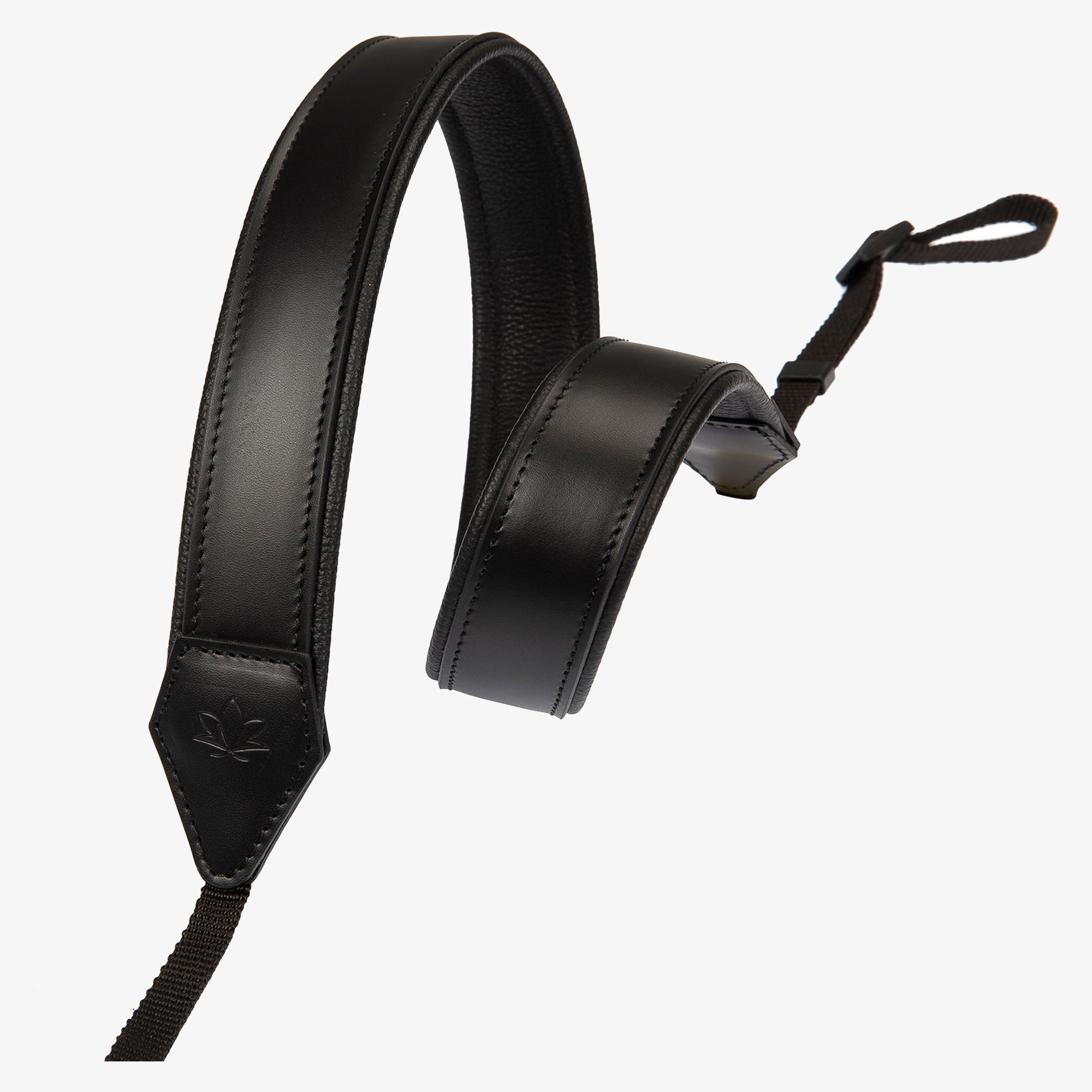 Black Personalized Padded Leather Camera Strap #color_black