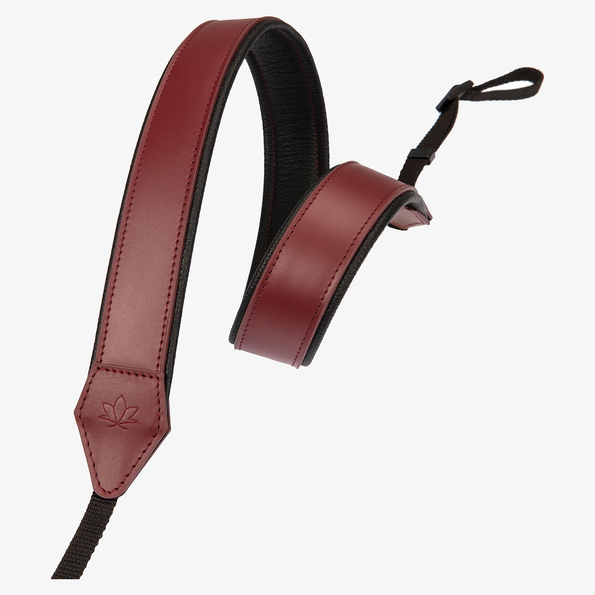 Red Personalized Padded Leather Camera Strap #color_burgundy