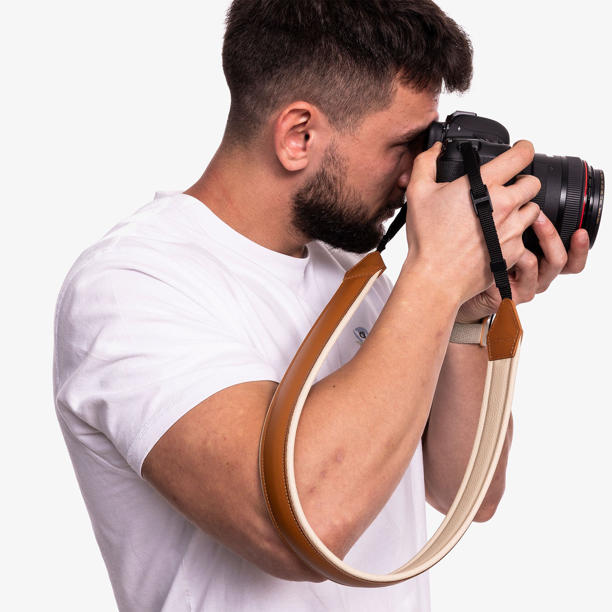 Brown Personalized Leather Camera Strap With Comfortable padded and adjustable design 