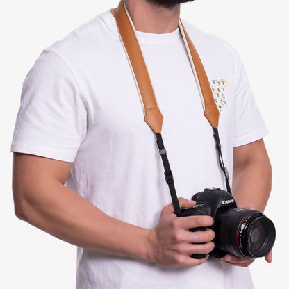 Brown Personalized Leather Camera Strap With Comfortable padded and adjustable design 