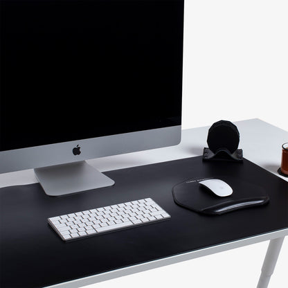 Black Leather desk organizer on the desk 