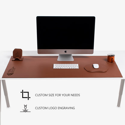 Borwn Leather desk mat with mac 