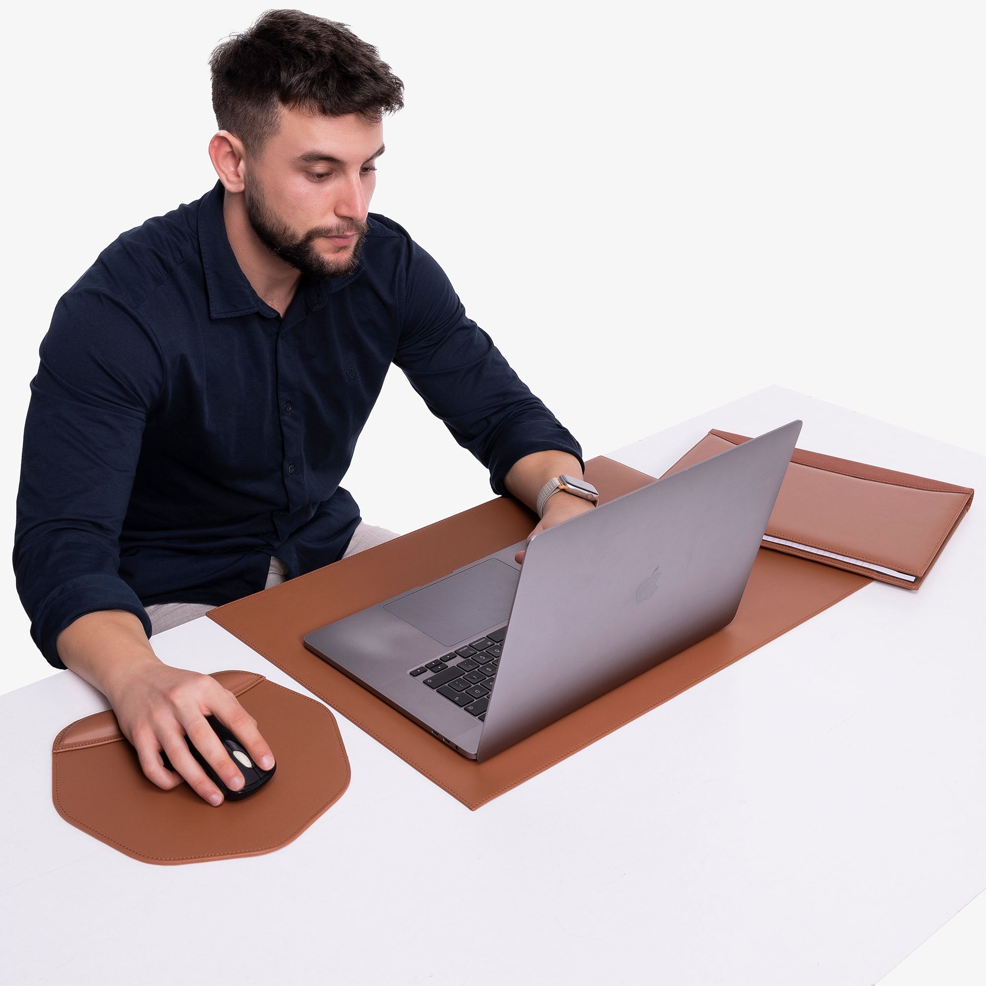 Borwn Leather desk mat customization   