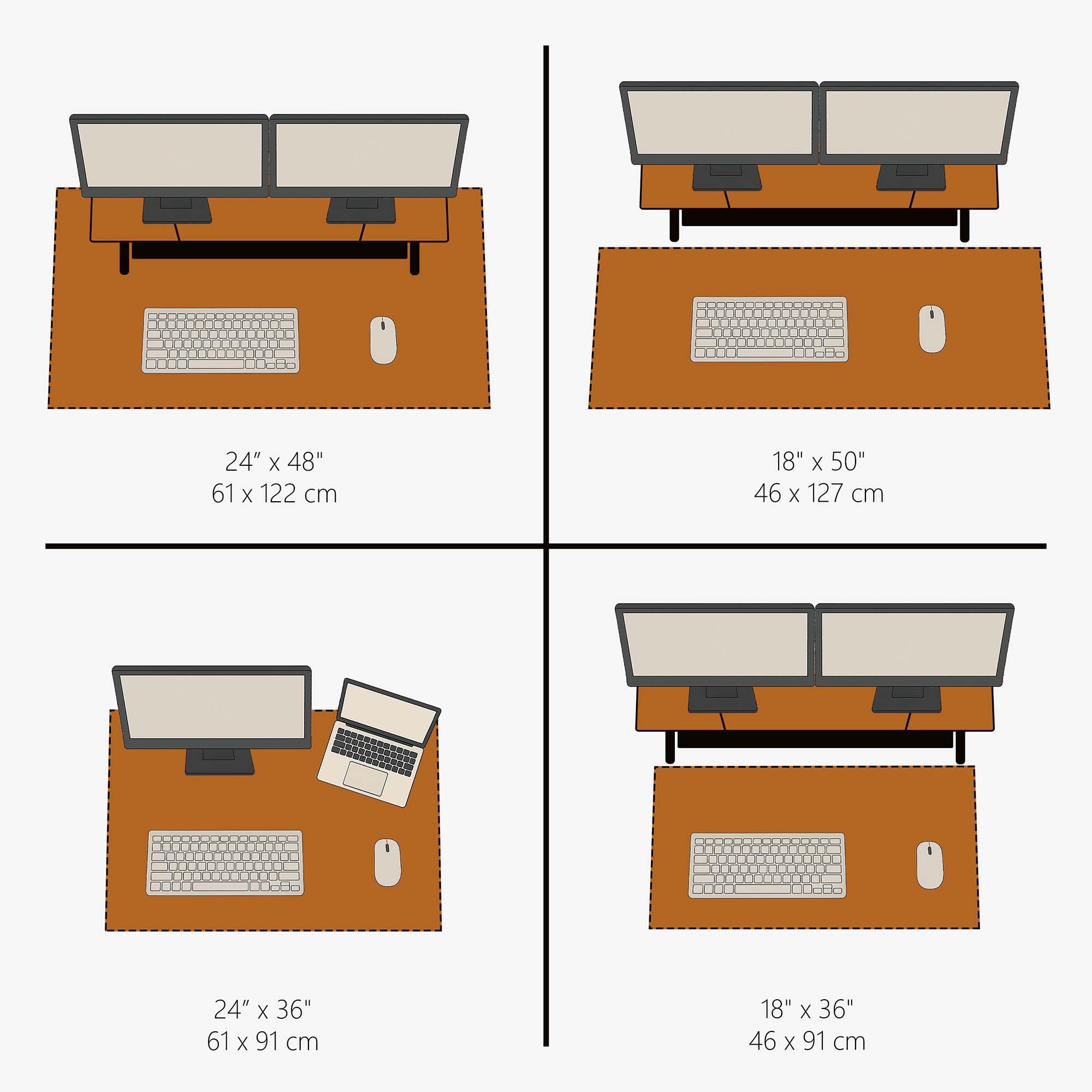 Leather desk mat size guide