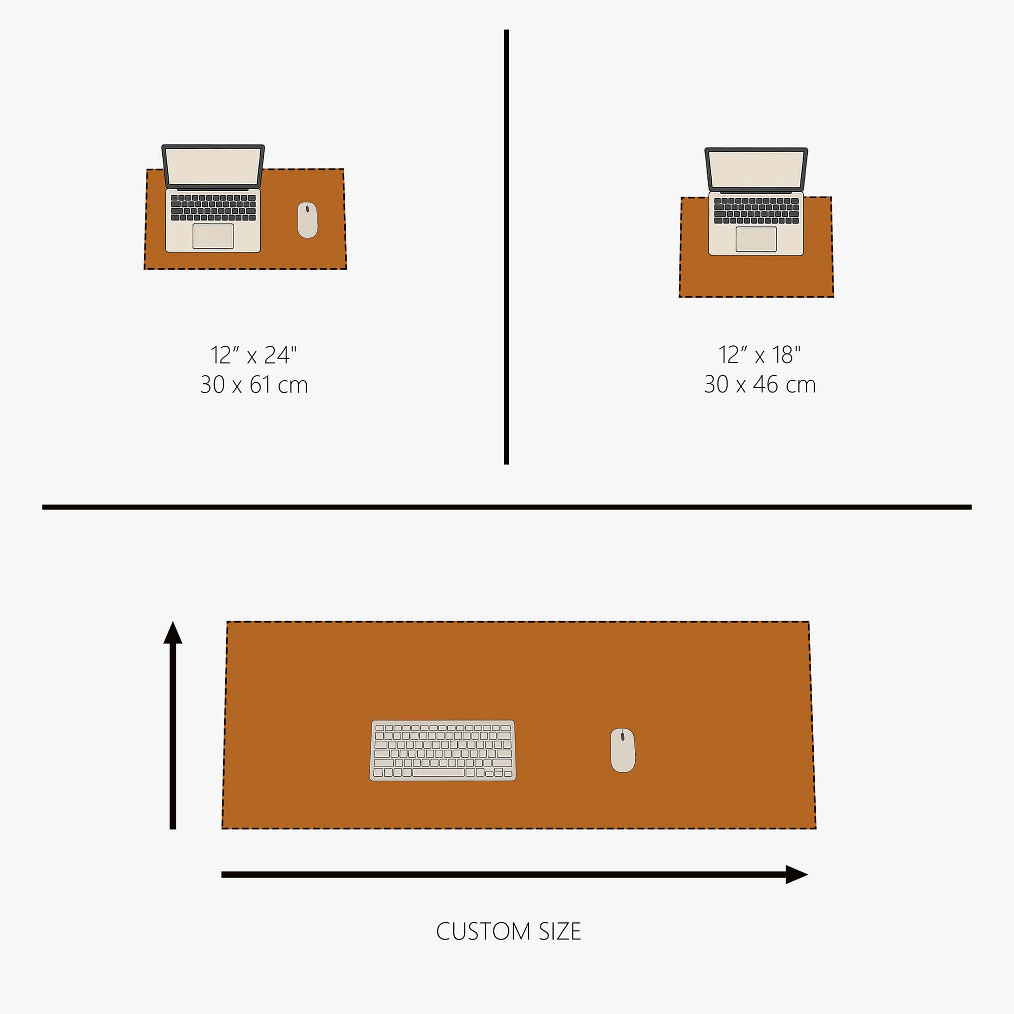 Leather desk mat size guide