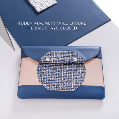 Custom blue  leather MacBook sleeve for MacBook pro  