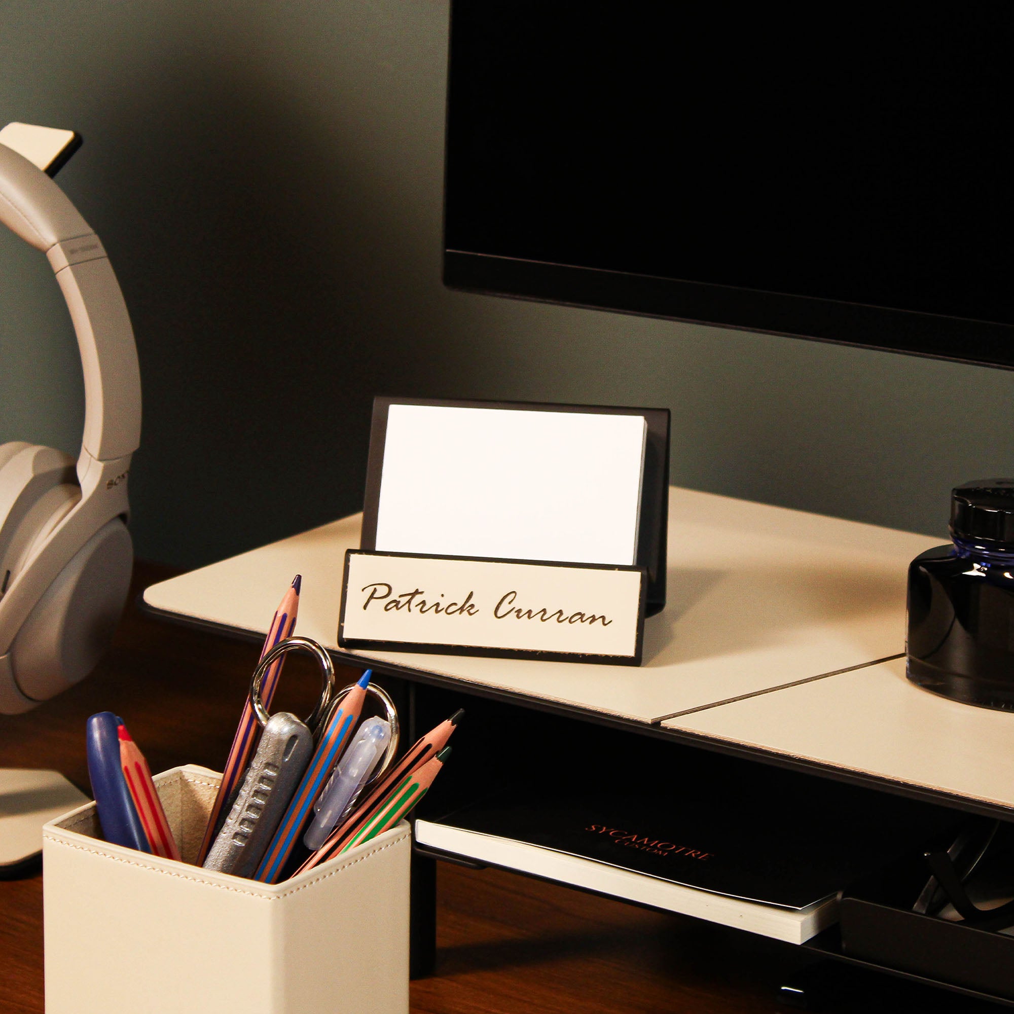 Premium Business Card Holder with leather overlay 
