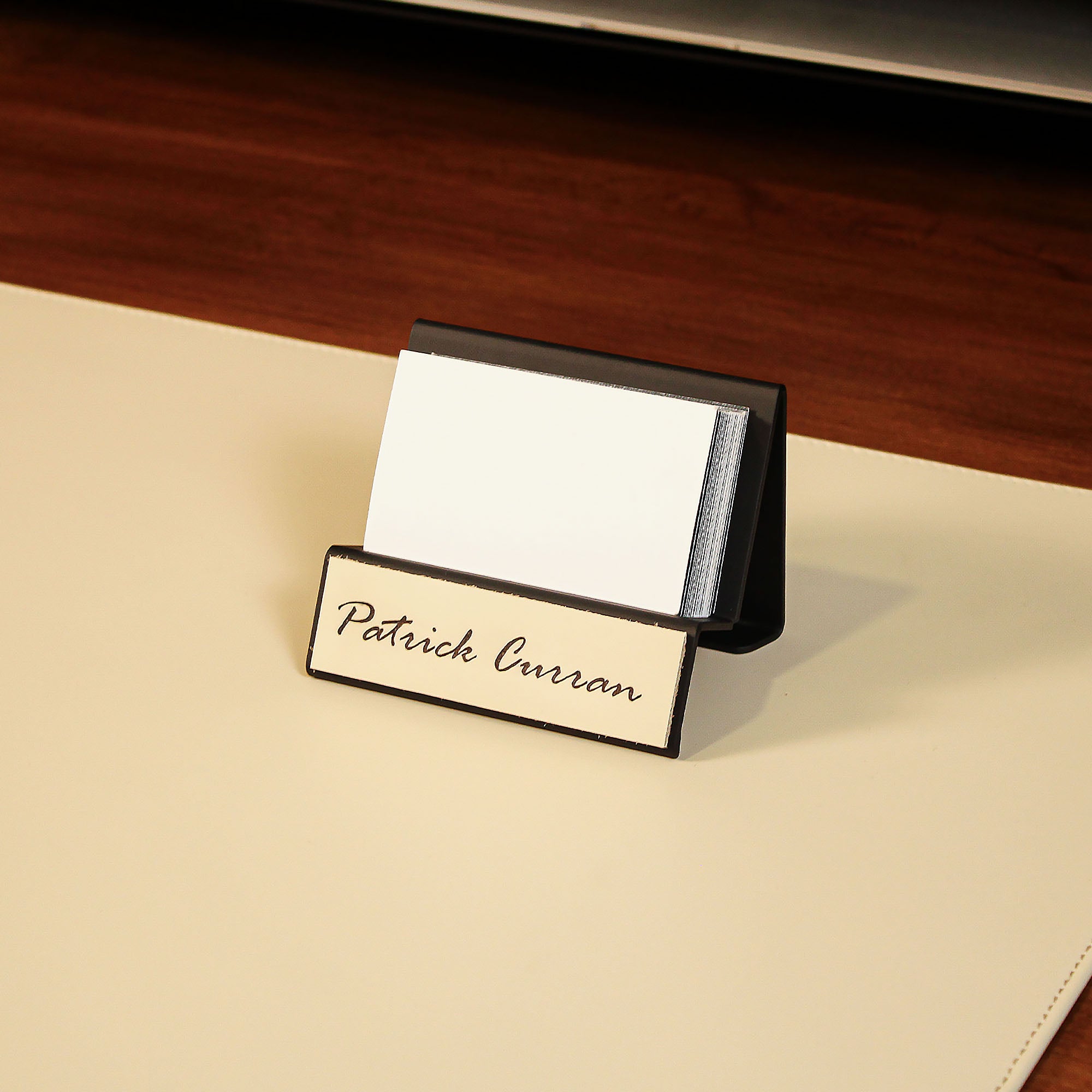 Premium Business Card Holder with leather overlay 