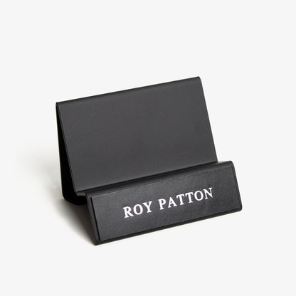 Black Business Card Holder with leather overlay 