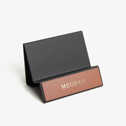 Office Business Card Holder with leather overlay 