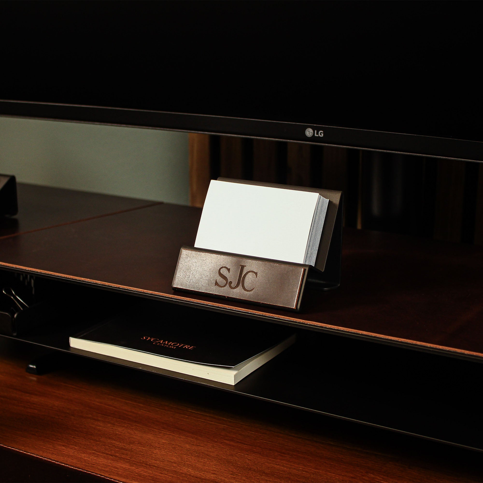 Luxury Business Card Holder with leather overlay 