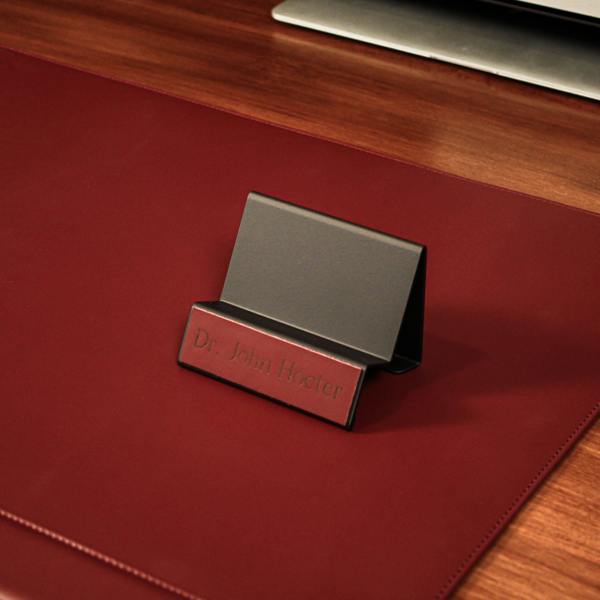 Office Business Card Holder with leather overlay 