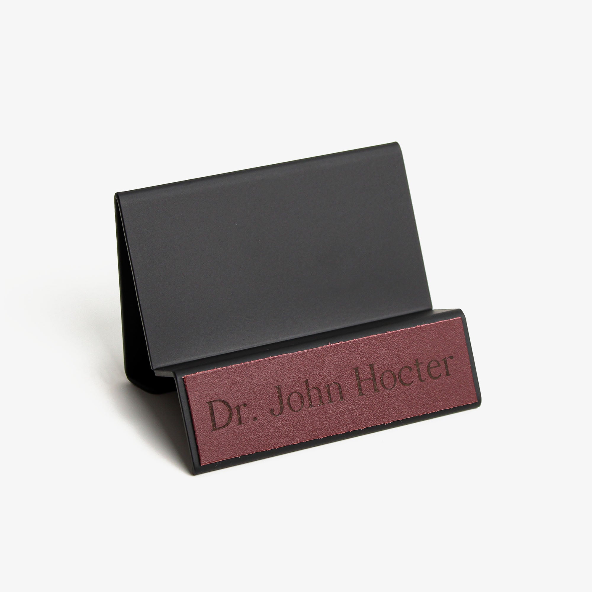 Office Business Card Holder with leather overlay 
