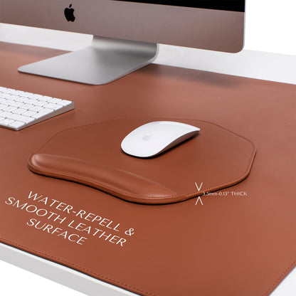 Brown Mouse pad with wrist support under magic mouse 