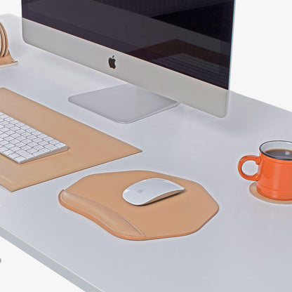 ergonomic beige Mouse pad with wrist support under magic mouse  