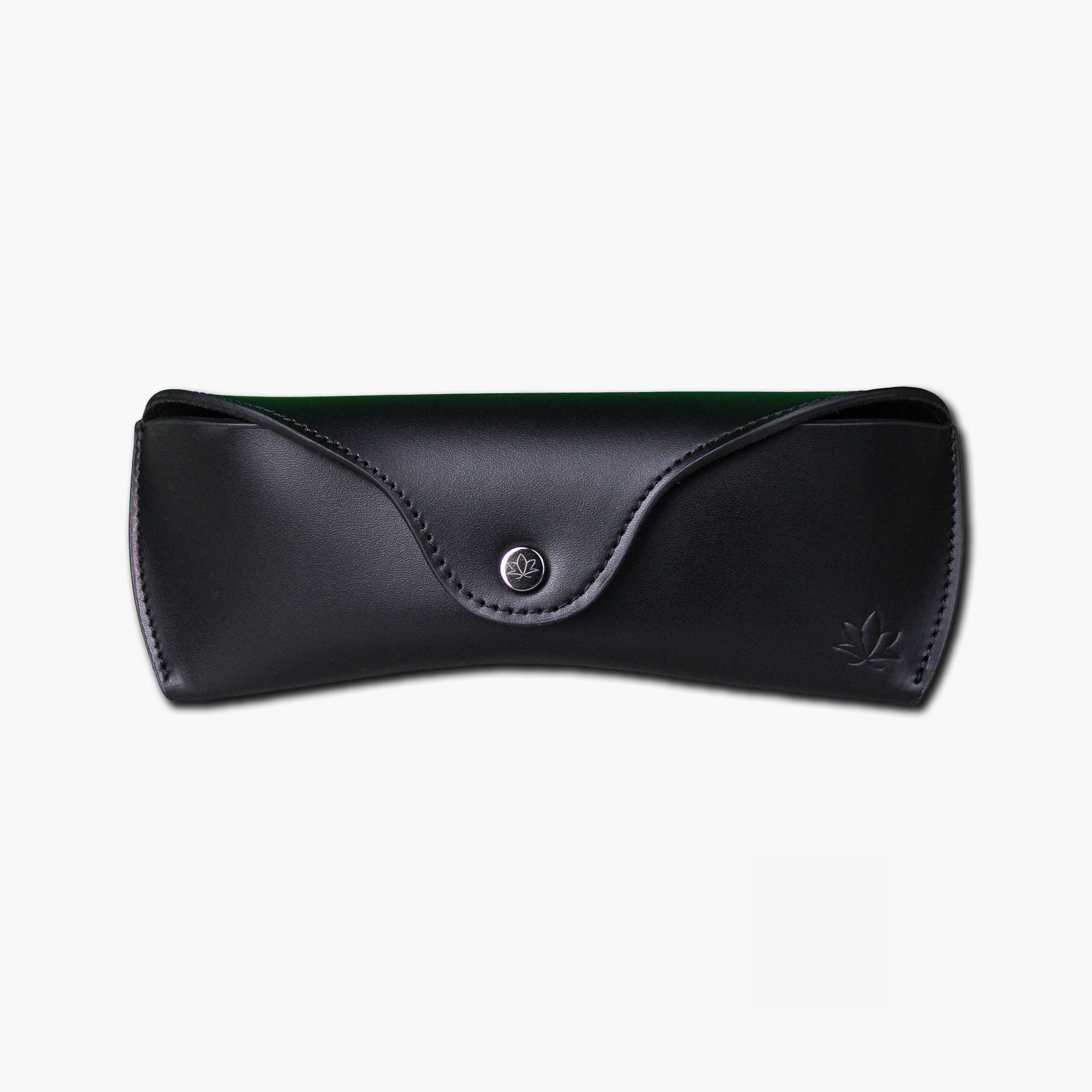 black leather glasses holder case