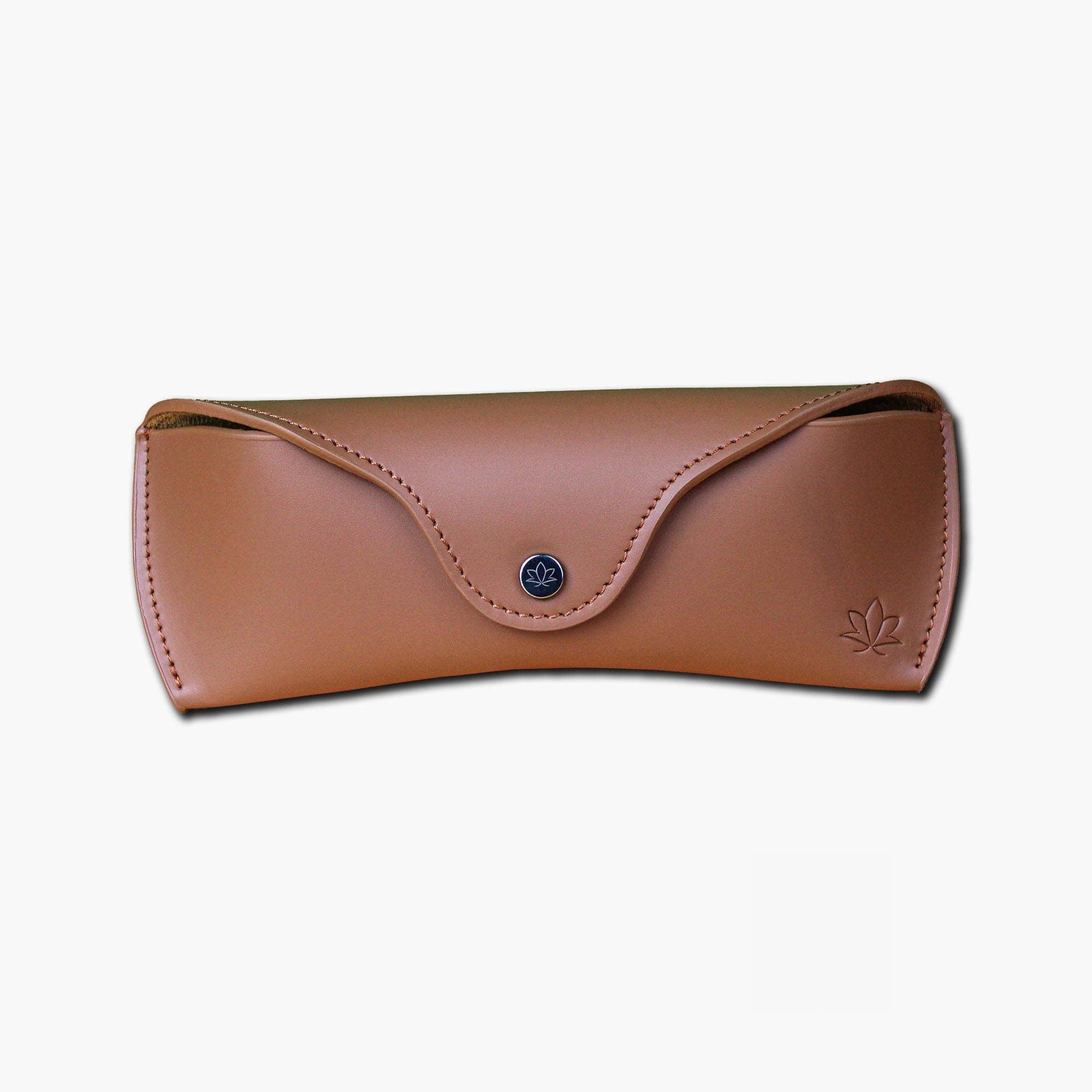 chestnut leather glasses case