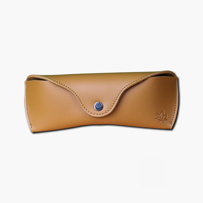 cognac leather glasses holder case