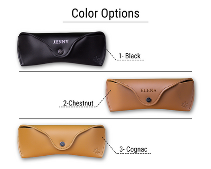 3 leather glasses case color options