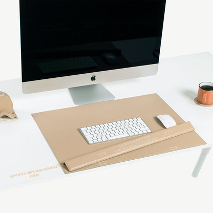 brown Leather desk mat with wrist support 