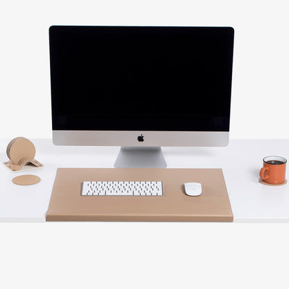 brown Leather desk mat with wrist support 