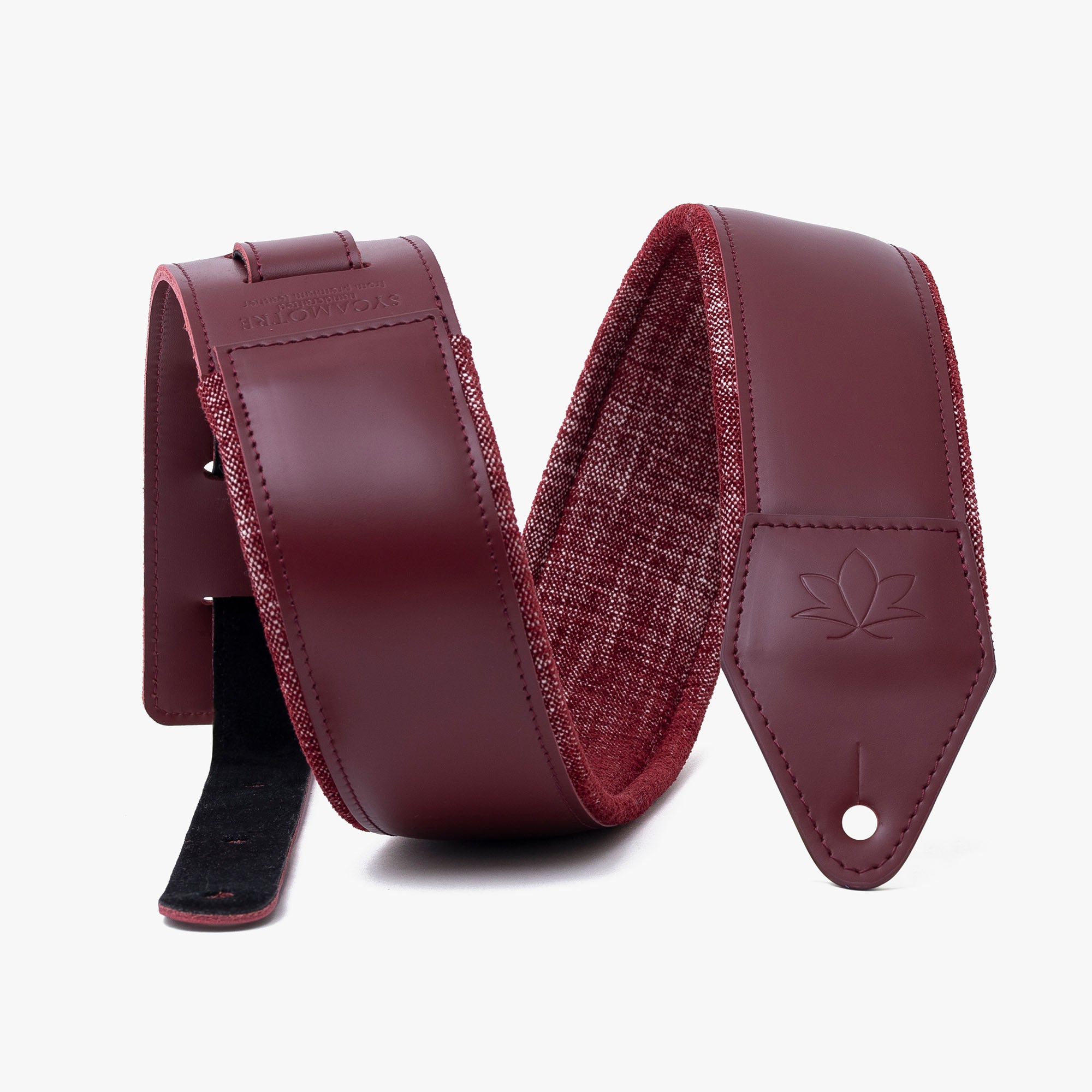 red Padded Leather guitar strap  #color_burgundy