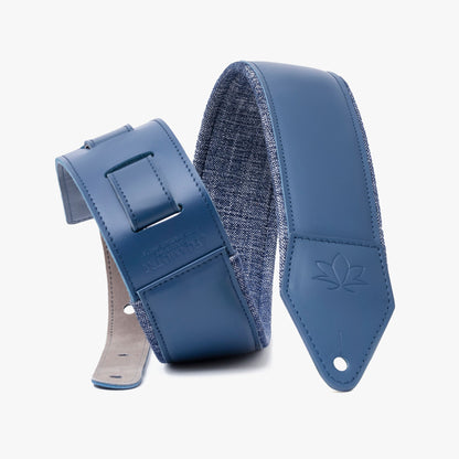 Blue Padded Leather guitar strap 