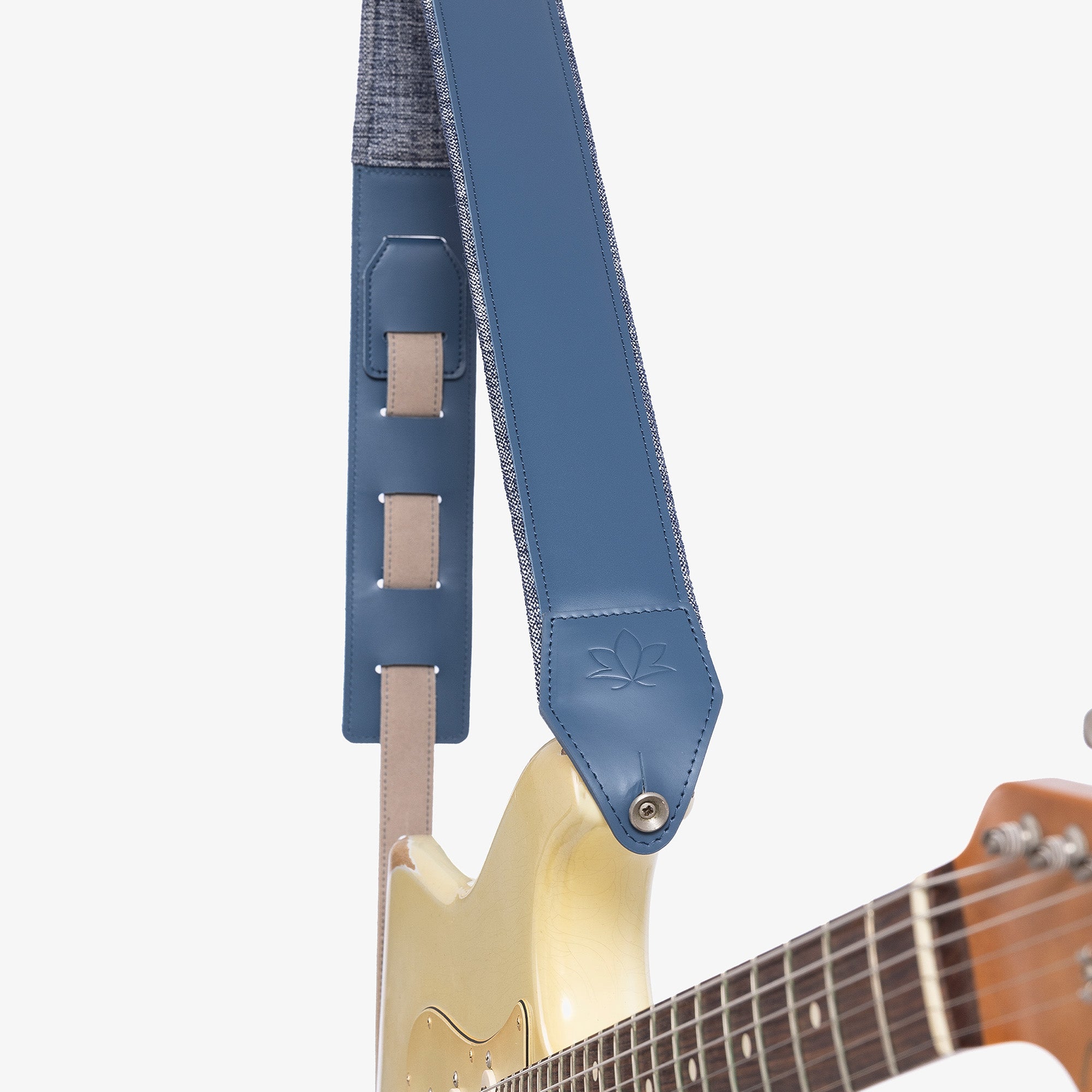 Blue Padded Leather guitar strap custom 