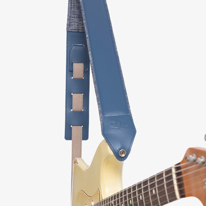 Blue Padded Leather guitar strap custom 