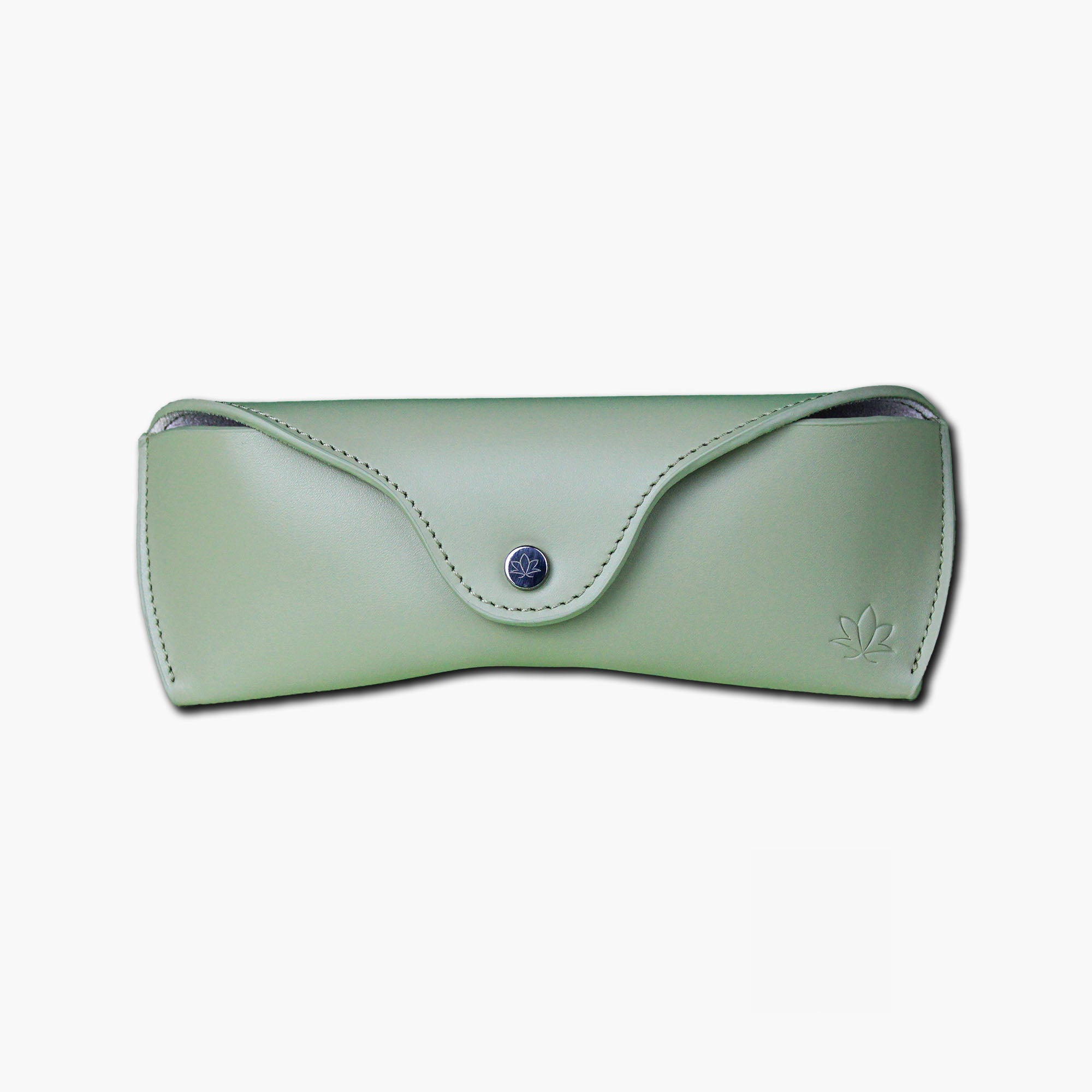 mint green leather glasses holder case